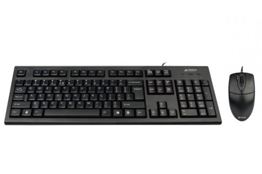 Kit tastatura+mouse usb a4tech (kr-8520d-usb), black, tastatua wired cu 104 taste si mouse wired cu 3 butoane si 1 rotita scroll, rezolutie sub 1000dpi