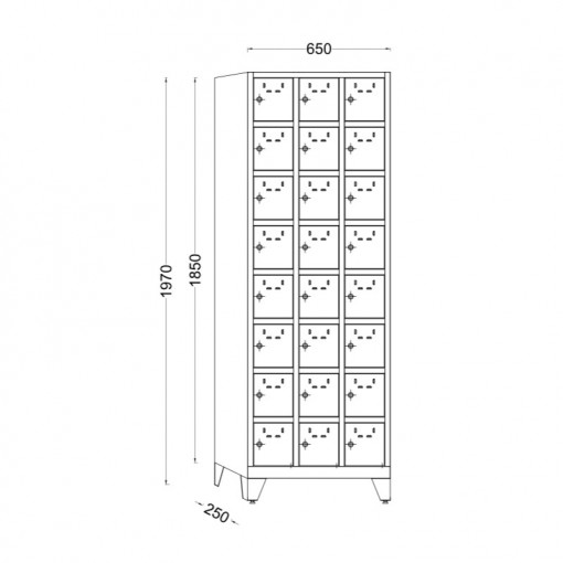 NEST D812 • Vestiar 3x8 cu picioare 650x250x1970LxlxH (mm) / Dimensiuni exterioare