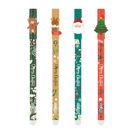 Pix Strigo cerneala cu stergere, Christmas ,4 culori diferite