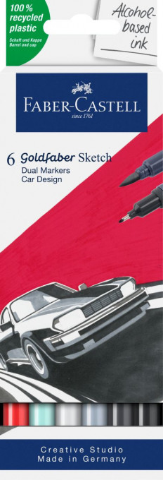 Set sketch markere 2 capete Faber-castell design goldfaber, 6 buc/set