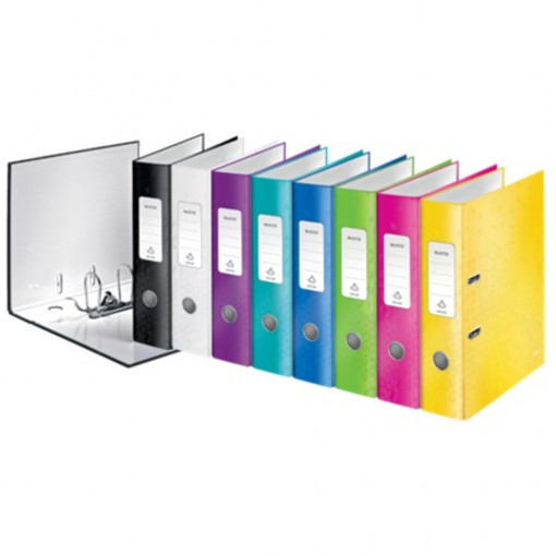 Biblioraft Leitz 180° WOW, carton laminat, partial reciclat, FSC, A4, 80 mm