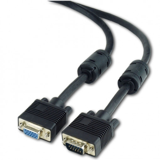 Cablu de date monitor, conectori hd15 tata la hd15 mama, dublu ecranat, lungime cablu: 1.8m, prelungitor, bulk, negru, gembird (cc-ppvgax-6b)