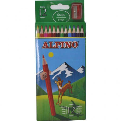 Creioane colorate, 12 culori/set, ALPINO