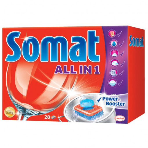 Detergent de vase tablete Somat All in One Pentru vase strălucitor de curate 28 buc