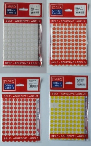 Etichete autoadezive color Tanex, D16 mm, 480 buc/set