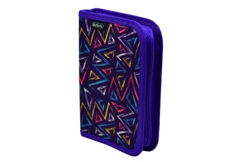 Penar neechipat fete, 1 fermoar, Dimensiuni 13,5x19,5x3cm, 2 clape, Motiv Triangle Herlitz