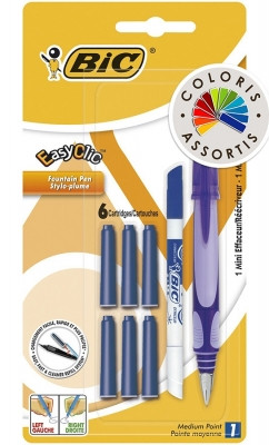 Stilou Easy Clic Standard, diverse culori + 6 patroane cerneala + 1 mini PIC Bic