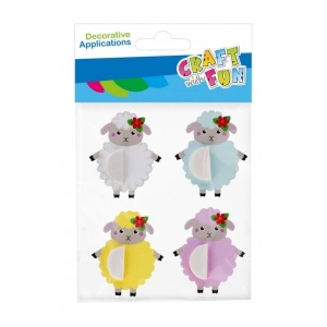 Abțibilduri Craft with Fun, oițe Paște 10x17cm, set 4 buc