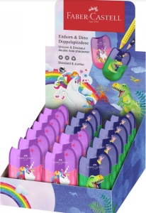Ascuțitoare plastic dublă cu container Faber-castell, unicorni și dinozauri 3