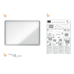 Avizier interior, oțel emailat, 18x A4, geam glisant și cheie, magnetic, alb, NOBO Premium Plus4
