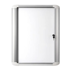 Avizier magnetic, 125.6x130.2 cm, cu cheiță, geam protector și ramă din aluminiu, exterior, Bi-Office