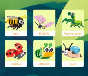 Blocuri construcții, tip lego, model insecte asortate, Deli2