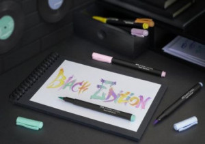 Brush pens, set 6 culori pastel, Black edition, Faber-castell4