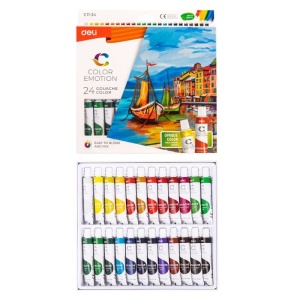 Culori tempera Deli, 24 culorix12ml6