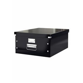 Cutie depozitare carton laminat Leitz Click & Store Mare A3, colțuri metalice, suport etichetă, design modern