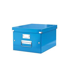 Cutie depozitare carton laminat Leitz Click & Store Medie A4, colțuri metalice, suport etichetă, design modern