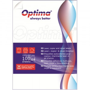 Etichete albe autoadezive 3/A4 Optima, 210 x 99 mm, 100 coli/top