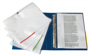 Filă protecție A4 cristal cu margine colorată Esselte 105 microni 100 buc/set pentru protecția documentelor