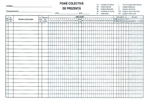 Foaie colectivă de prezență offset A4 RQ