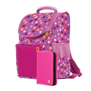 Ghiozdan Pixie Junior roz cu buline