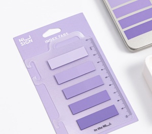 Index adeziv plastic, 12x44mm 5 nuanțe, 20 file, Deli3