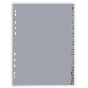 Index plastic gri Optima, A4, 120 microni, numeric 1-31