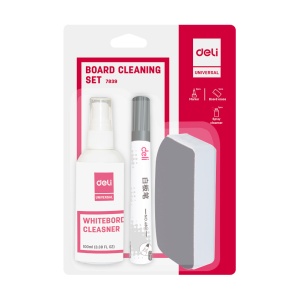 Kit whiteboard (burete+spray+2 markere), Deli