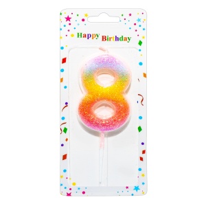 Lumânare aniversară, glitter, pe blister9