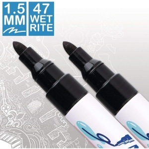 Marker pentru suprafețe umede Artline 47, corp metalic, vârf rotund 1.5mm, negru4