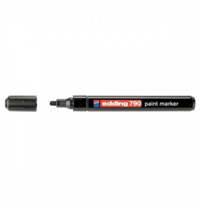 Marker cu vopsea Edding 790, corp plastic, vârf rotund, 2-3 mm, negru