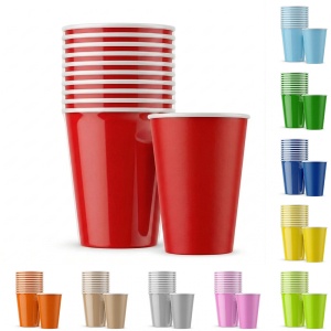 Pahare party din carton, unicolore, 190g, 10 buc/set