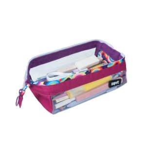 Penar cu fermoar ZIPIT Lenny Clear 2 Sides - Fucsia and Rainbows2