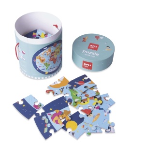 Puzzle circular Harta lumii, 48 piese, Ø50 cm, 5 ani +3