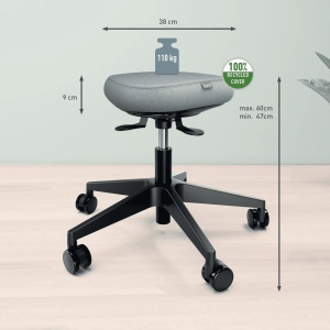 Scaun ergonomic Leitz Ergo, poziție șezut/ în picioare, înălțime reglabilă (47-60 cm), cu roți, gri4