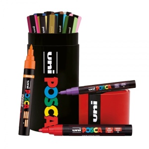 Set 13x Marker UNI Posca, cutie metalică formă marker (PC-3M, PC-5M, PC-5MR)3