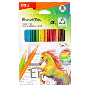 Set creioane colorate plastic Deli, 18 culori