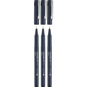 Set Liner pentru desen tehnic Schneider Pictus, vârf fetru (0.3/0.5/0.7mm), 3 buc/set - negru