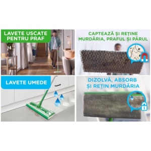 Set mop plat Swiffer Dry + Wet, cu 3 rezerve umede + 8 rezerve uscate2