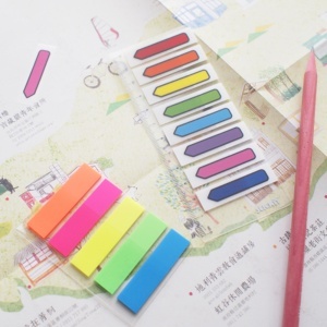 Stick index plastic transparent color Stick"n 8 culori neon, 45 x 12 mm, 8 x 15 file/set2