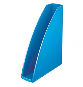 Suport dosare din plastic Leitz WOW A4 75mm, design modern și finisaj lucios.