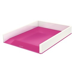 Tăviță documente Leitz WOW A4 PS culori duale, finisaj lucios, design modern.