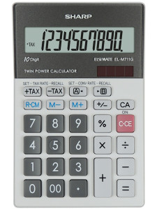 Calculator de birou, 10 digits, 152 x 100 x 33 mm, dual power, SHARP EL-M711GGY, gri