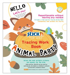 Carte educativa Stick"n Tracing Work Book - Animal Party