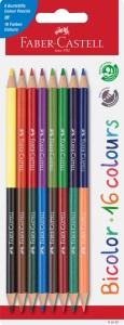 Creioane colorate bicolore Faber-castell, 8 buc x 2