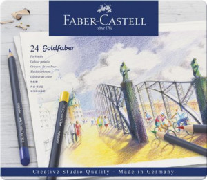 Creioane colorate Faber-Castell Goldfaber, 24 culori, cutie metal