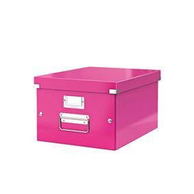 Cutie depozitare carton laminat Leitz Click & Store Medie A4, colțuri metalice, suport etichetă, design modern