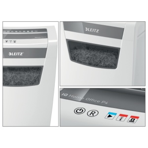 Distrugator de documente manual LEITZ IQ Home Office, P4, cross-cut (confeti), 10 coli, cos 23l, alb3