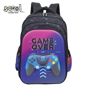 Ghiozdan 3D ergonomic GAME OVER - S-COOL, 43x30x22 cm