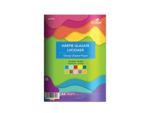 Hârtie glasată lucioasă Ecada, A4, 10 file/set