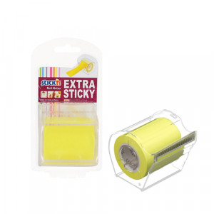 Notes autoadeziv în rolă Stick"n - galben neon, cu dispenser, 50 mm x 10 m